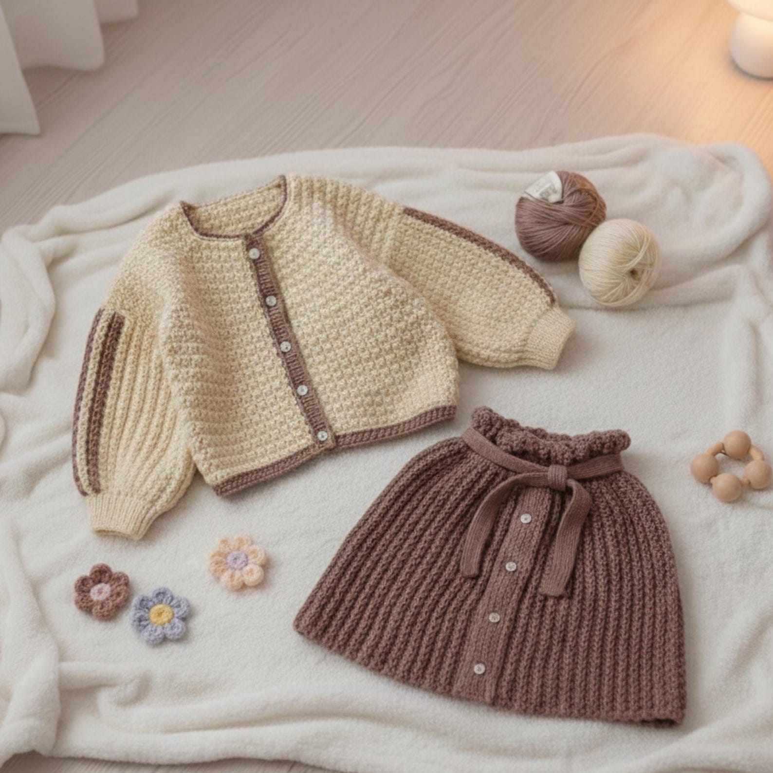 Handmade Crochet Baby Girl Outfit – Cozy Fall & Winter Set | Nestboria