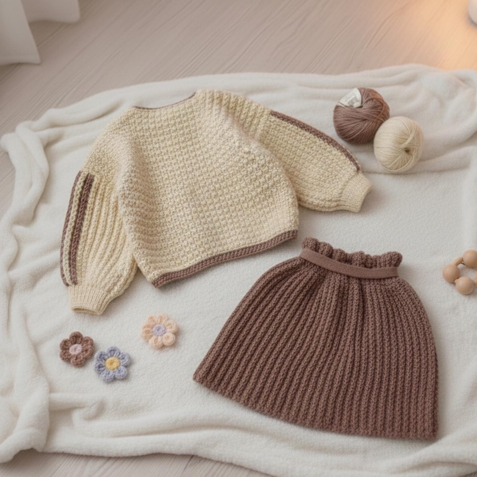Handmade Crochet Baby Girl Outfit – Cozy Fall & Winter Set | Nestboria