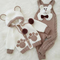 Handmade Baby Bear Crochet Outfit Set – Neutral Teddy Hoodie & Romper | Nestboria
